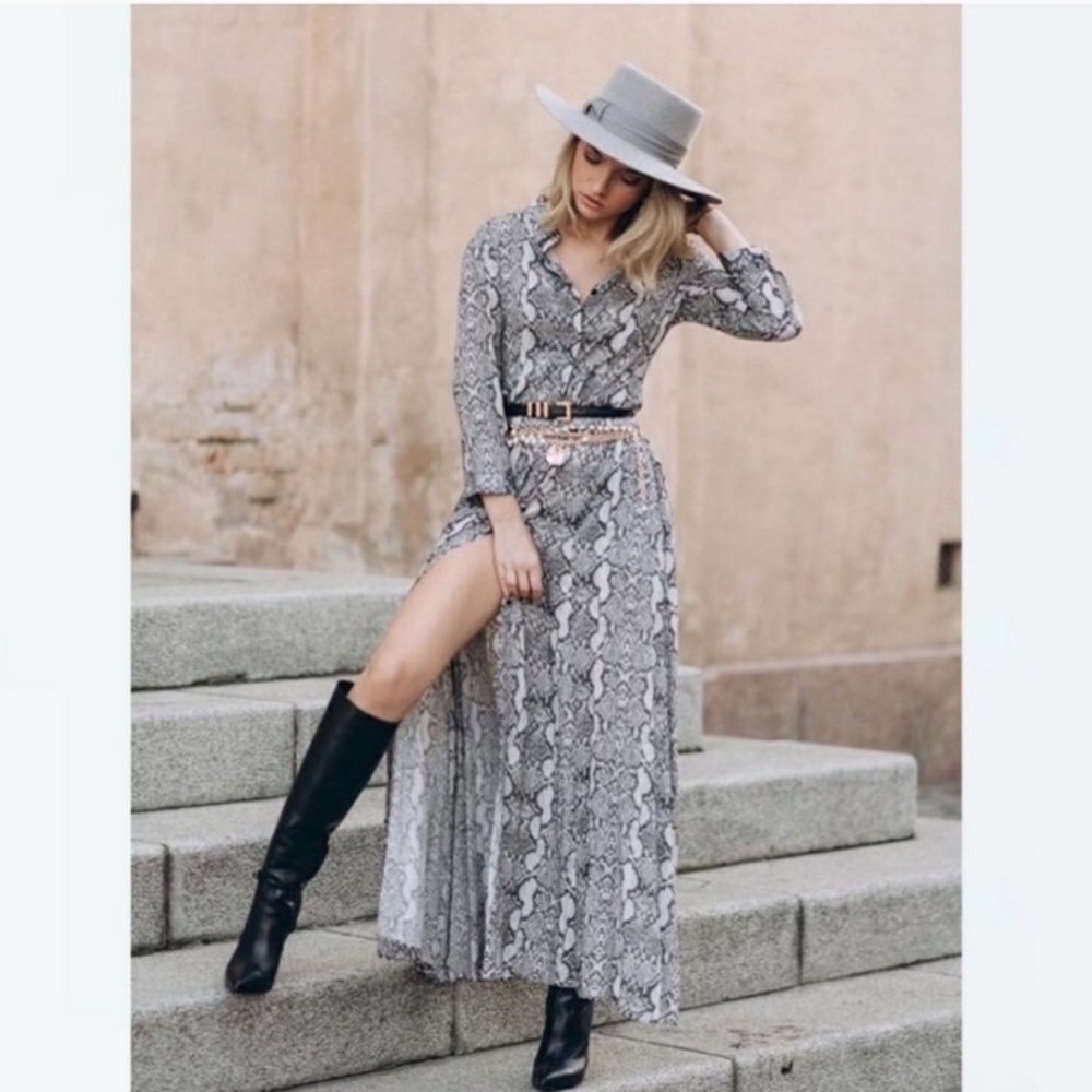 NEW ZARA SNAKESKIN ANIMAL PRINT MAXI DRESS